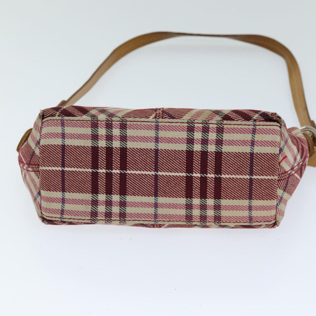 Burberry Nova Check Blue Label Shoulder Bag Canvas Red Auth 75453