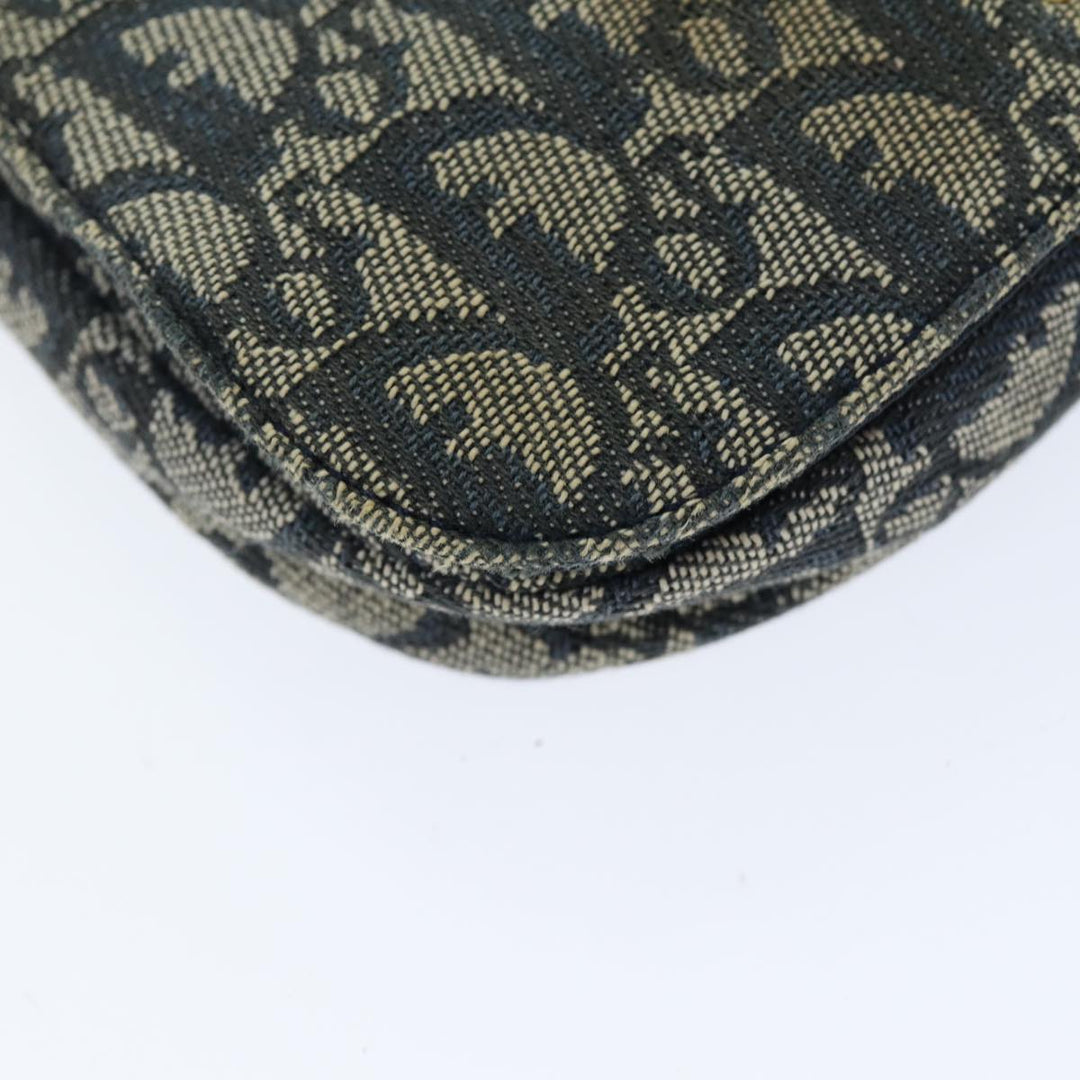 CHRISTIAN Top quality Dior Trotter Canvas Maris Pearl Shoulder Bag Navy Auth 75455