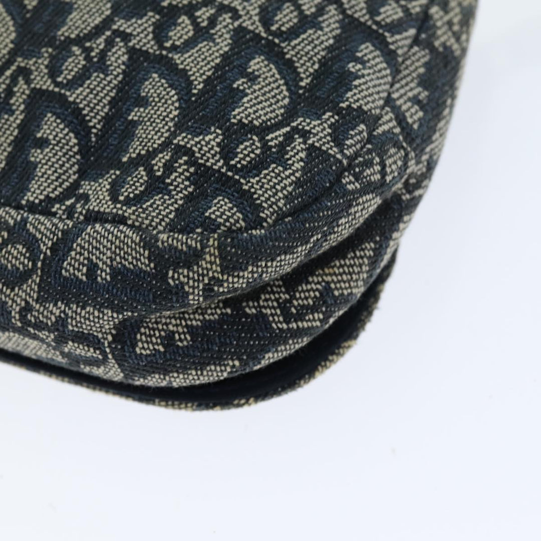 CHRISTIAN Top quality Dior Trotter Canvas Maris Pearl Shoulder Bag Navy Auth 75455