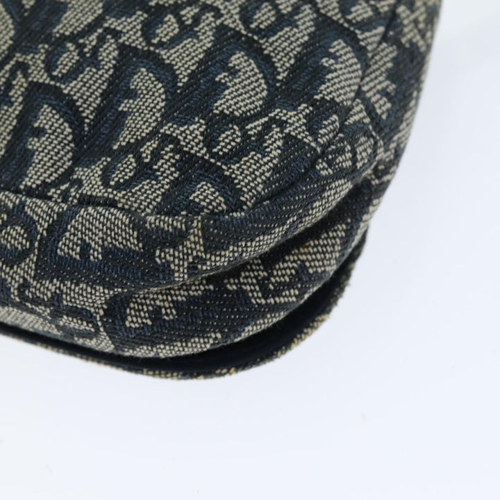 CHRISTIAN Top quality Dior Trotter Canvas Maris Pearl Shoulder Bag Navy Auth 75455