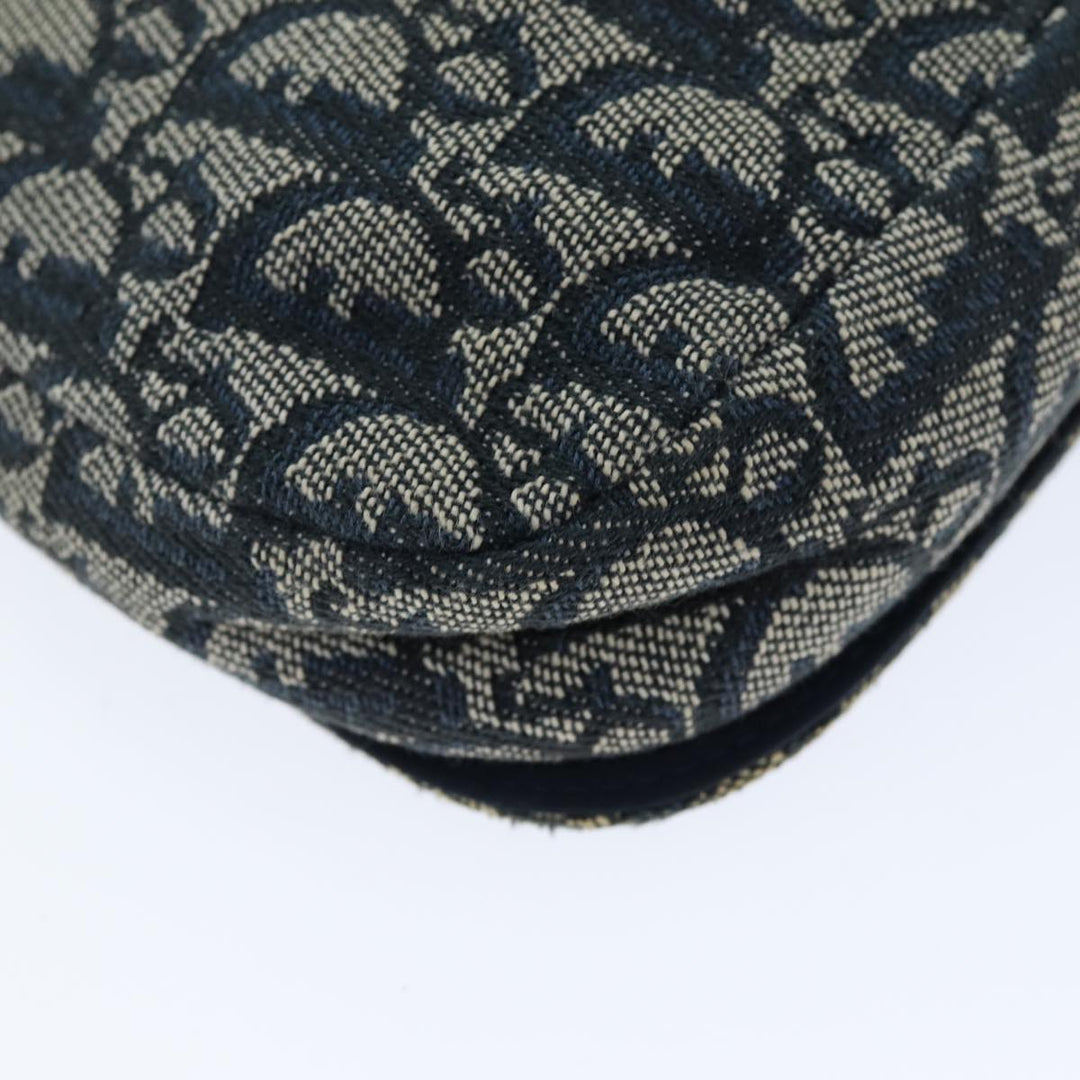 CHRISTIAN Top quality Dior Trotter Canvas Maris Pearl Shoulder Bag Navy Auth 75455