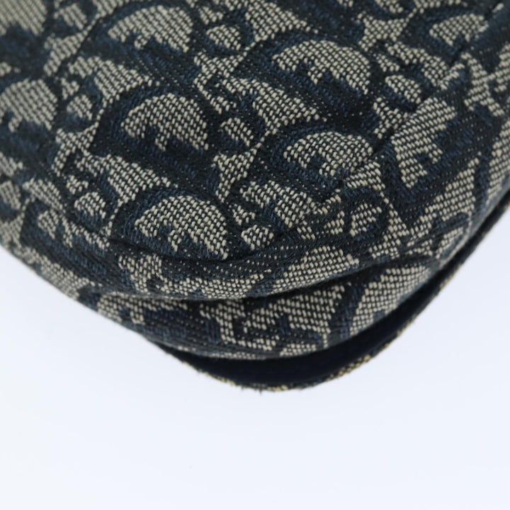CHRISTIAN Top quality Dior Trotter Canvas Maris Pearl Shoulder Bag Navy Auth 75455