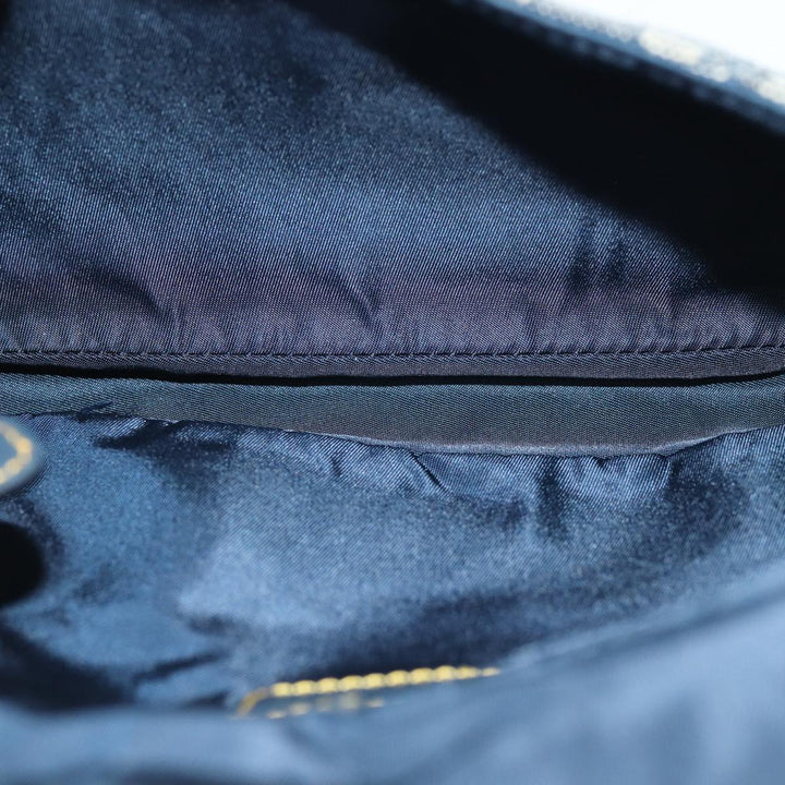 CHRISTIAN Top quality Dior Trotter Canvas Maris Pearl Shoulder Bag Navy Auth 75455