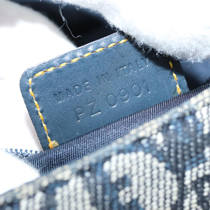 CHRISTIAN Top quality Dior Trotter Canvas Maris Pearl Shoulder Bag Navy Auth 75455
