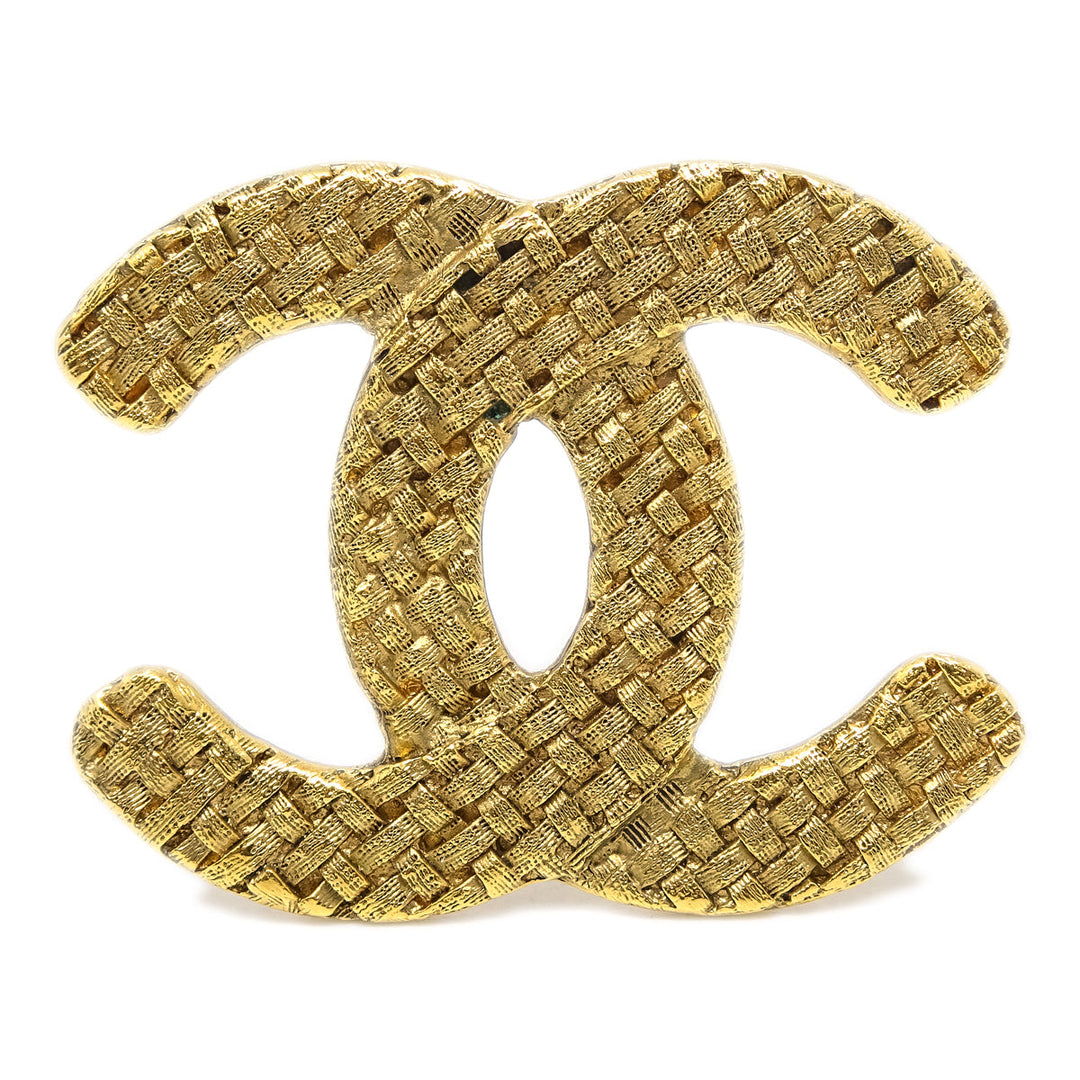 Top Quality Chanel CC Quilted Brooch Pin Gold 1262/29