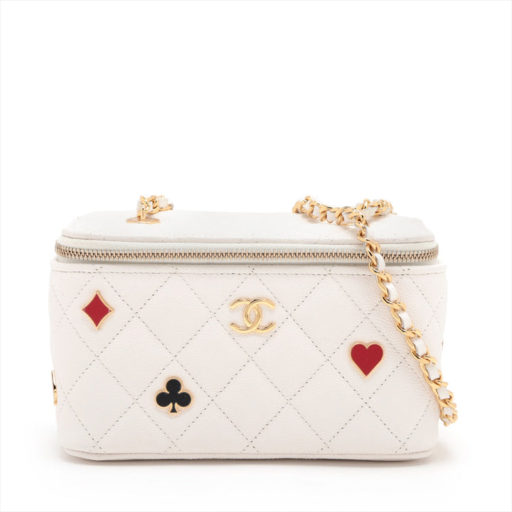 Top Quality Chanel Matrasse Caviar S Chain Shoulder Bag Vanity White G