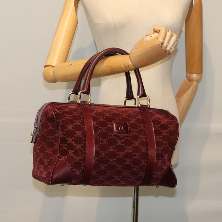 Celine Macadam Canvas Boston Bag Bordeaux  75617