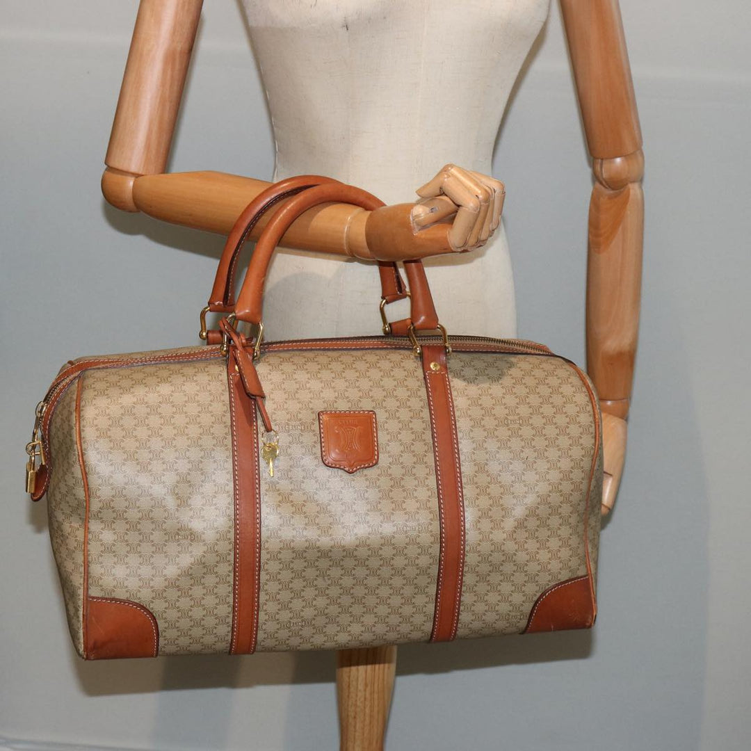 Celine Macadam Canvas Boston Bag Beige  75618