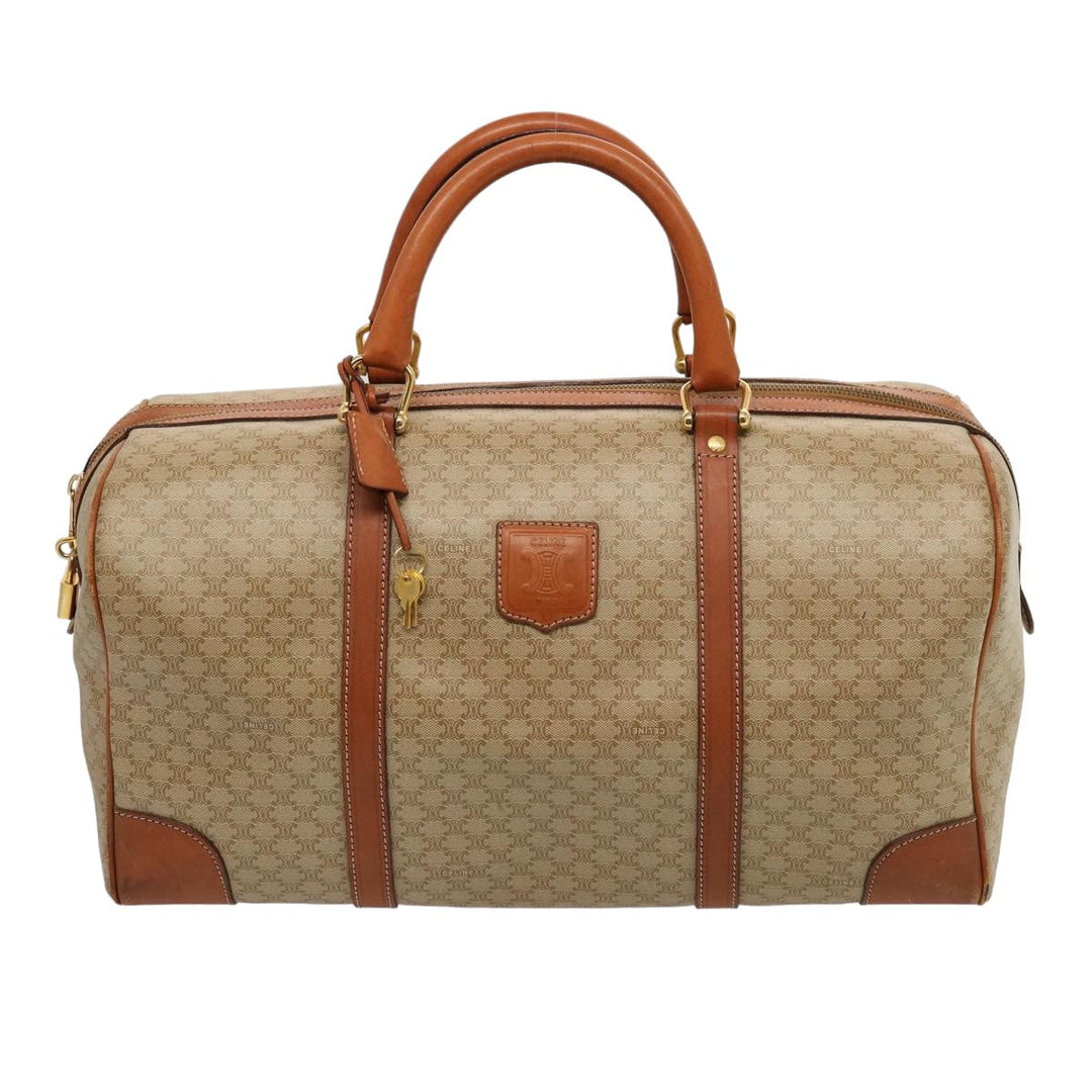 Celine Macadam Canvas Boston Bag Beige  75618