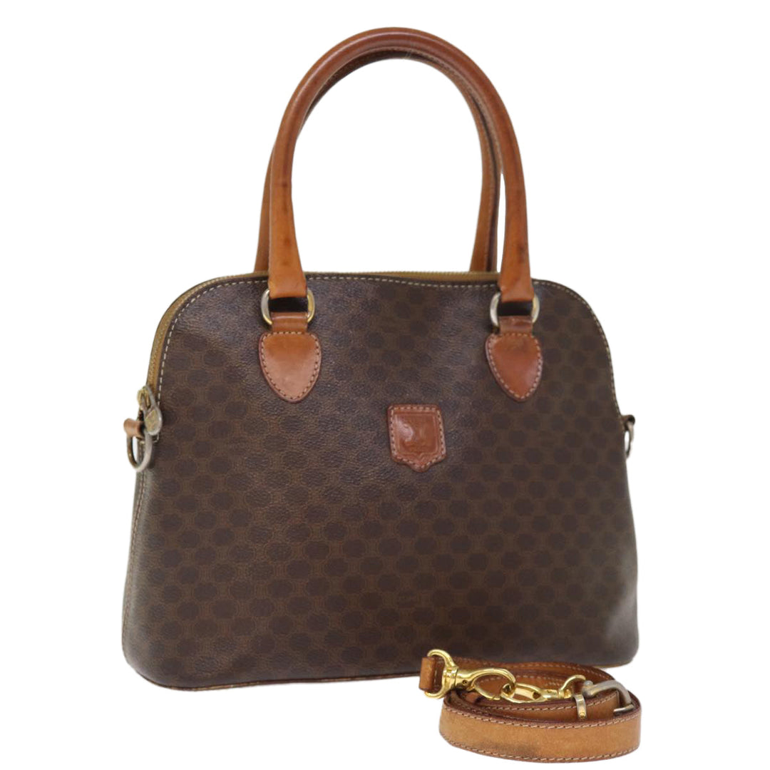 Celine Macadam Canvas Hand Bag PVC 2way Brown Auth 75627