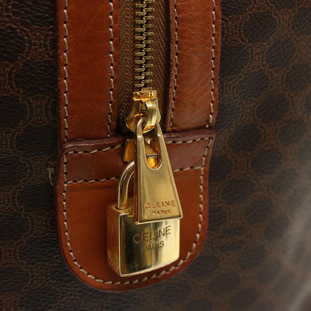 Celine Macadam Canvas Boston Bag PVC Brown Auth 75629