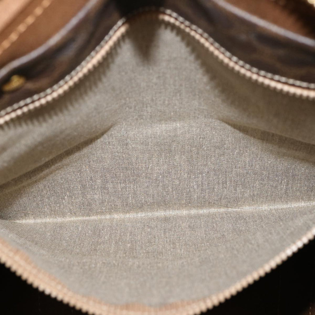 Celine Macadam Canvas Boston Bag PVC Brown Auth 75629