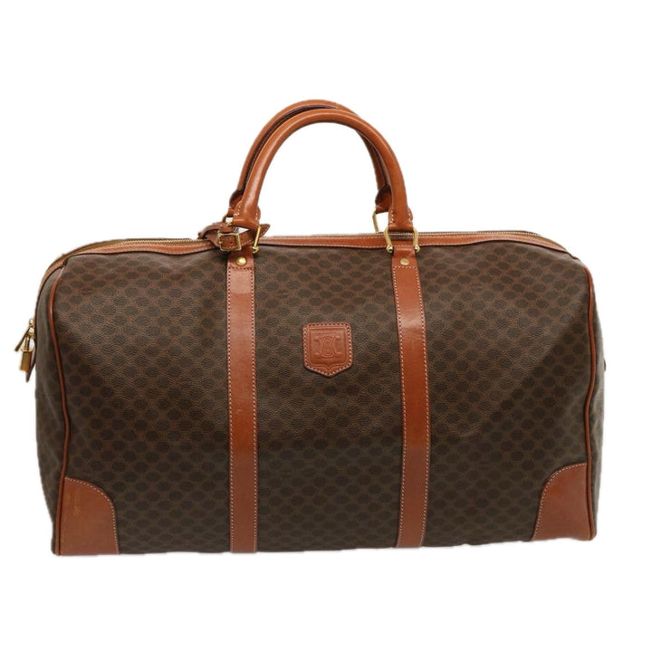 Celine Macadam Canvas Boston Bag PVC Brown Auth 75629