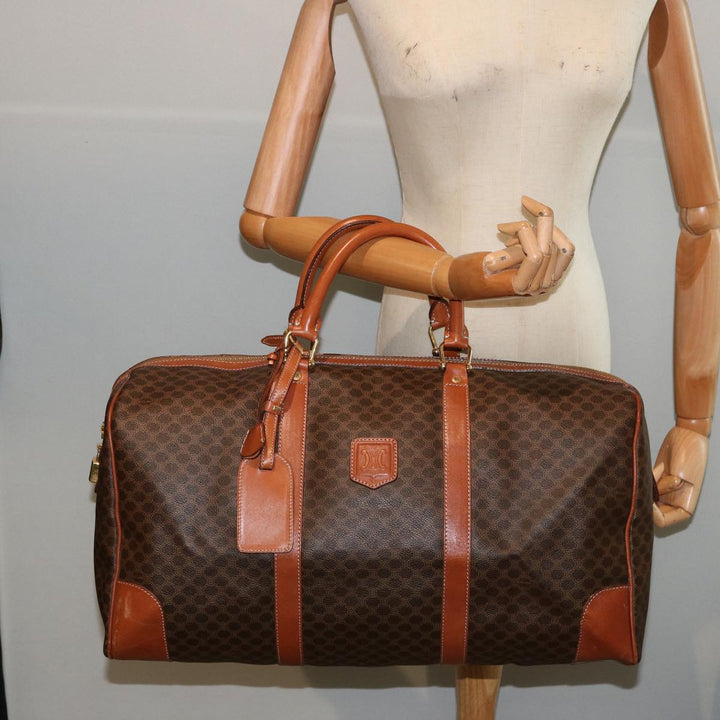 Celine Macadam Canvas Boston Bag PVC Brown Auth 75629