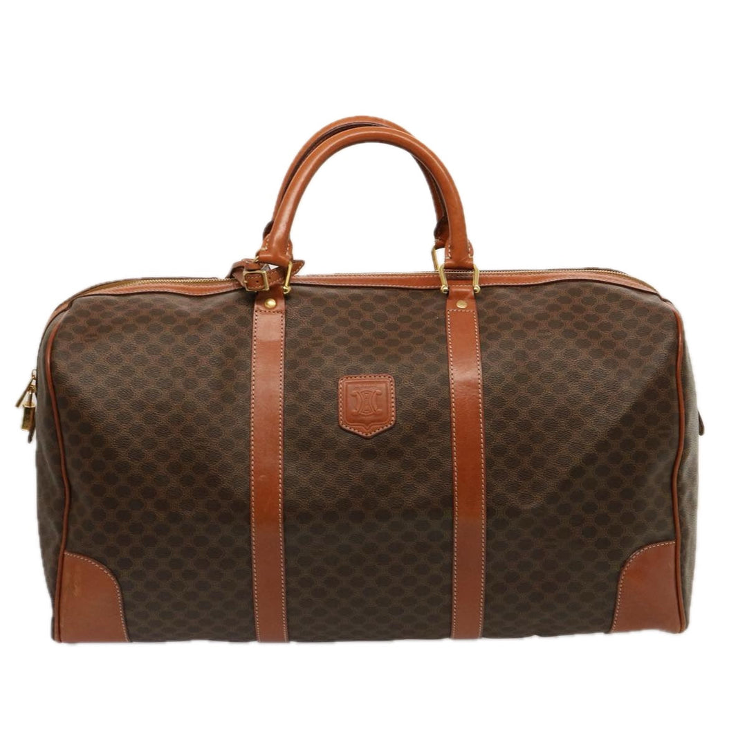 Celine Macadam Canvas Boston Bag PVC Brown Auth 75629