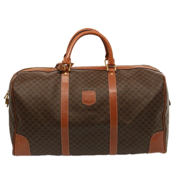 Celine Macadam Canvas Boston Bag PVC Brown Auth 75629