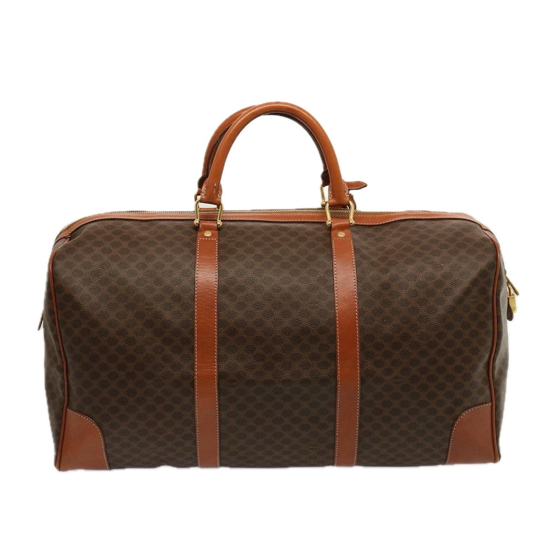 Celine Macadam Canvas Boston Bag PVC Brown Auth 75629