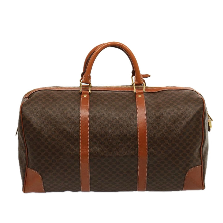 Celine Macadam Canvas Boston Bag PVC Brown Auth 75629