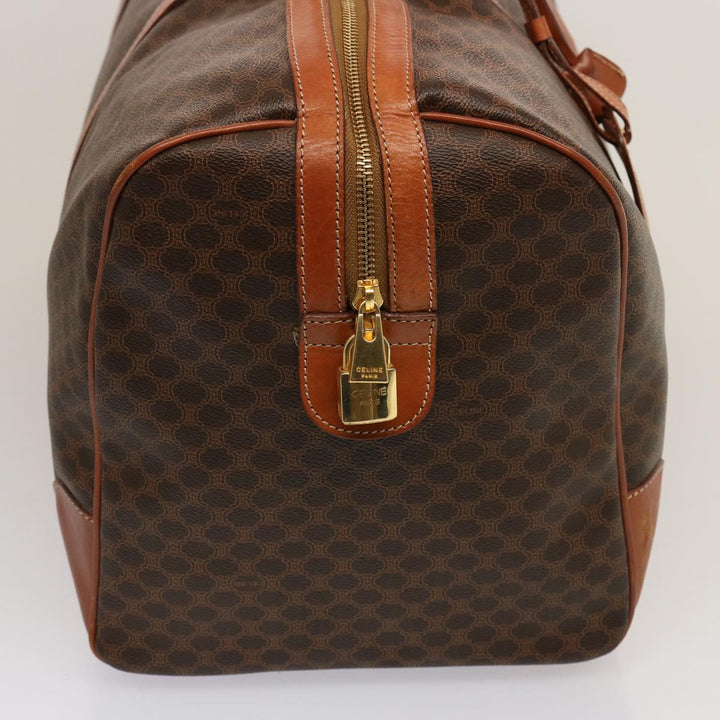Celine Macadam Canvas Boston Bag PVC Brown Auth 75629