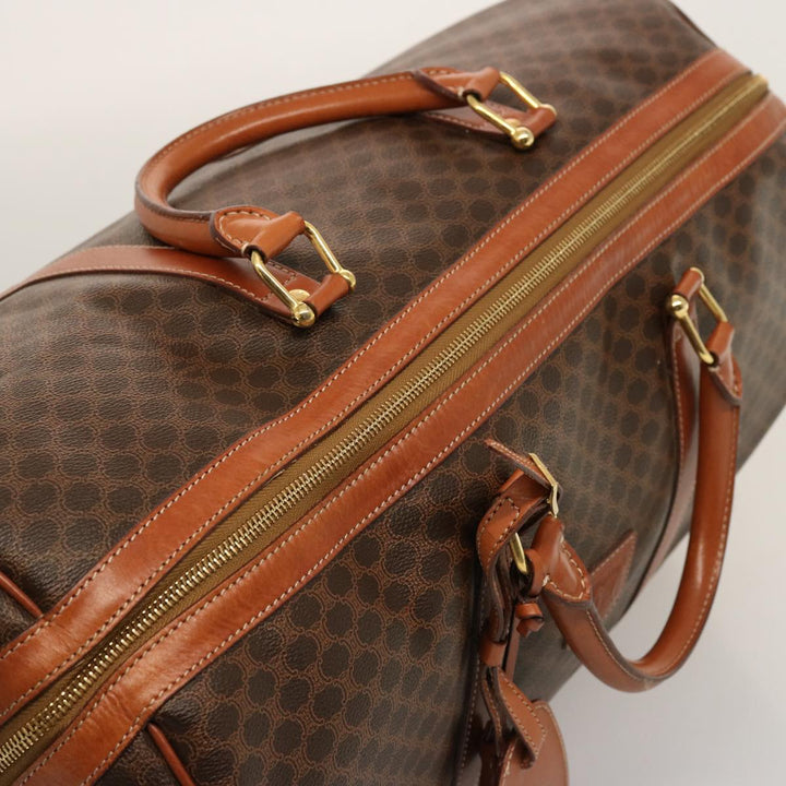 Celine Macadam Canvas Boston Bag PVC Brown Auth 75629