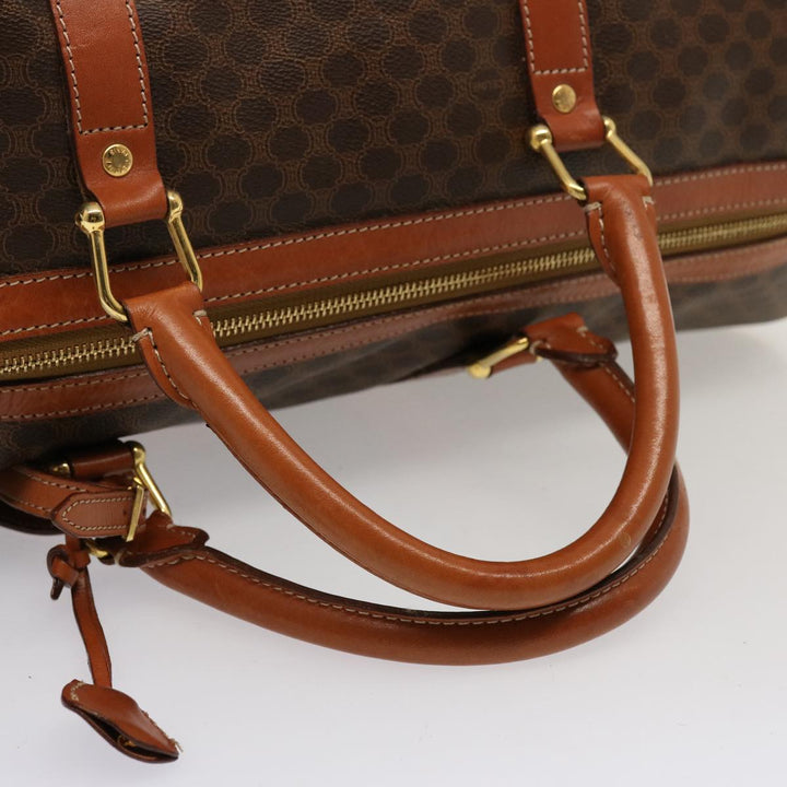 Celine Macadam Canvas Boston Bag PVC Brown Auth 75629