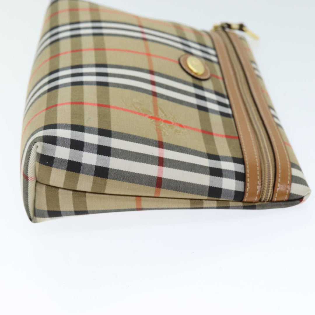 BurberrySs Nova Check Clutch Bag Canvas Beige Auth 75664