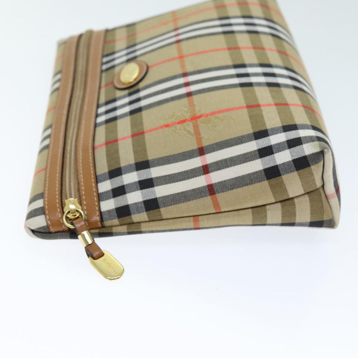 BurberrySs Nova Check Clutch Bag Canvas Beige Auth 75664