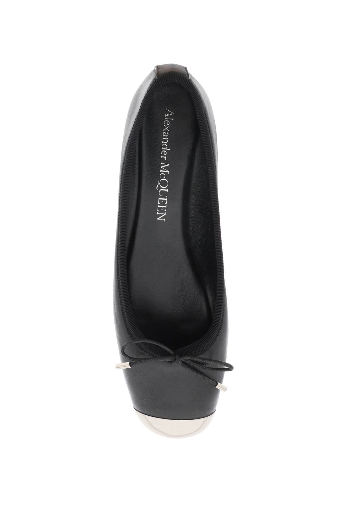 NAPPA LEATHER BALLET FLATS WITH METALLIC TOE