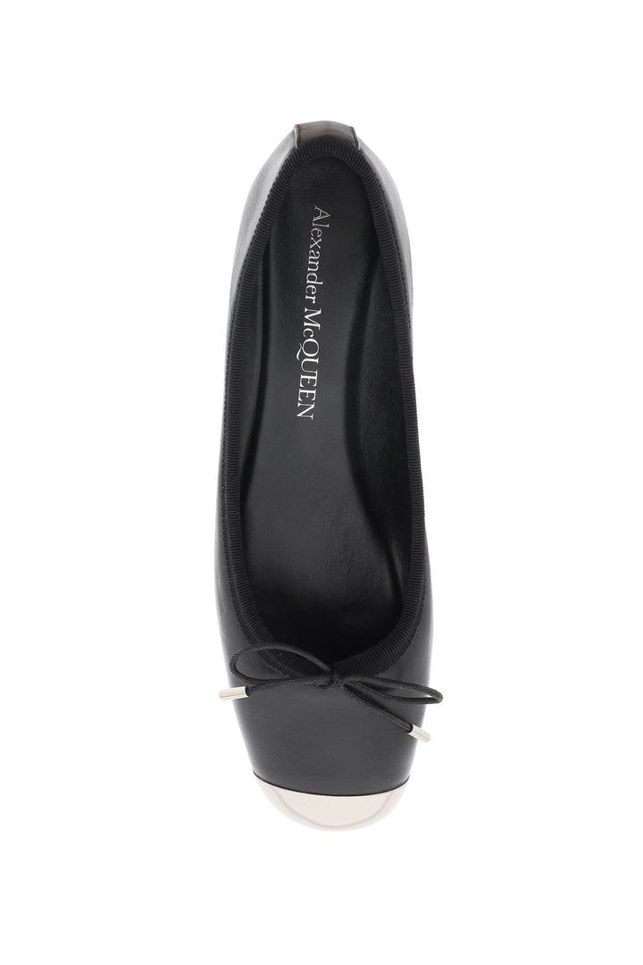 NAPPA LEATHER BALLET FLATS WITH METALLIC TOE