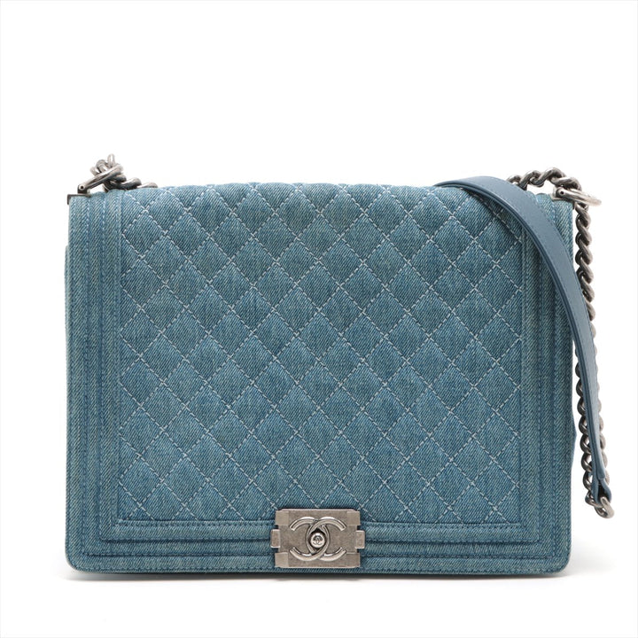 Top Quality Chanel Navy Denim Chain Shoulder Bag