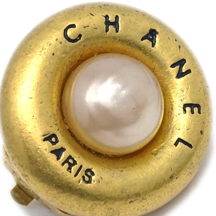 Top Quality Chanel Button Earrings Gold Clip-On 93A