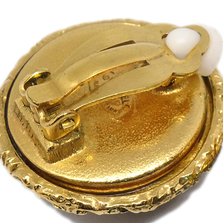 Top Quality Chanel Button Earrings Gold Clip-On 93P
