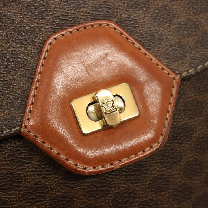 Celine Macadam Canvas Hand Bag PVC 2way Brown Auth 75809