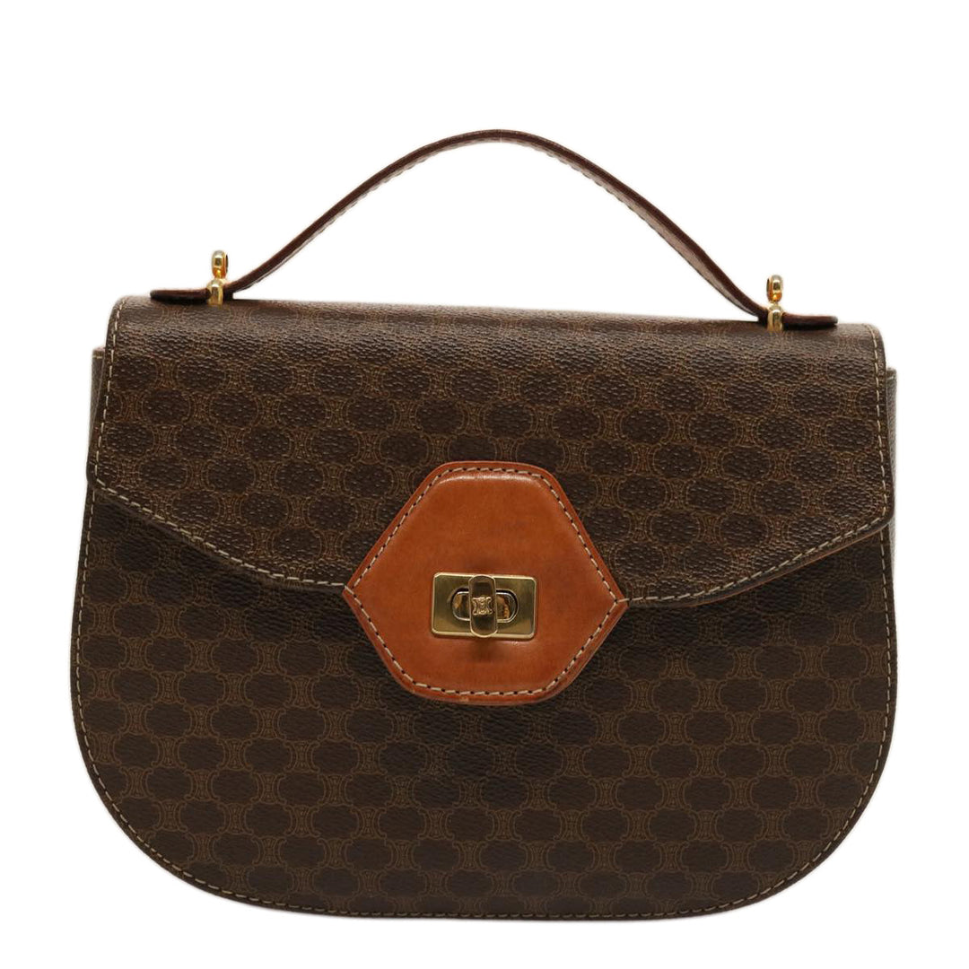 Celine Macadam Canvas Hand Bag PVC 2way Brown Auth 75809