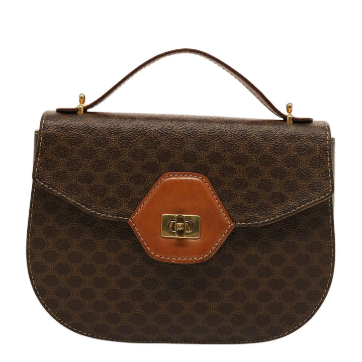 Celine Macadam Canvas Hand Bag PVC 2way Brown Auth 75809