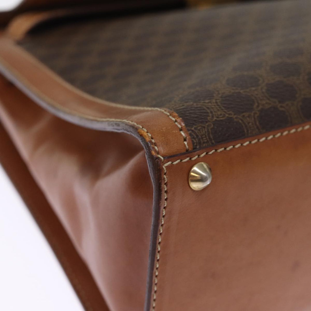 Celine Macadam Canvas Hand Bag PVC Brown Auth 75810