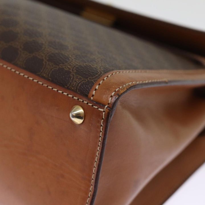 Celine Macadam Canvas Hand Bag PVC Brown Auth 75810