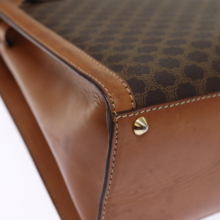 Celine Macadam Canvas Hand Bag PVC Brown Auth 75810