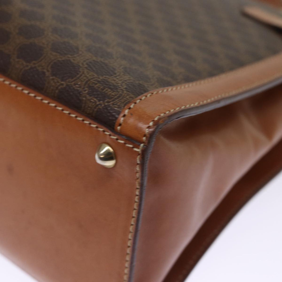 Celine Macadam Canvas Hand Bag PVC Brown Auth 75810