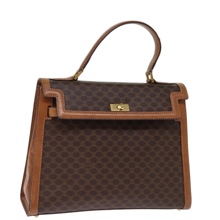 Celine Macadam Canvas Hand Bag PVC Brown Auth 75810