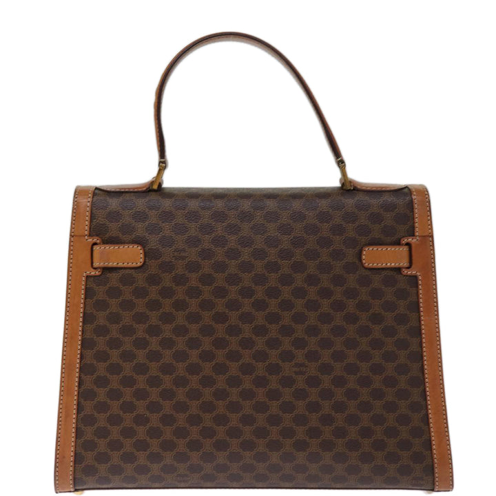 Celine Macadam Canvas Hand Bag PVC Brown Auth 75810