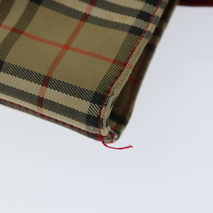 Burberry Nova Check Tote Bag Canvas Beige Red Auth 75837