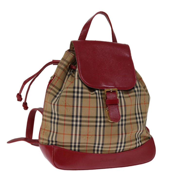 BurberrySs Nova Check Backpack Canvas Red Beige Auth 75840