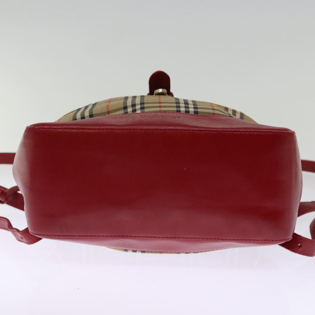 BurberrySs Nova Check Backpack Canvas Red Beige Auth 75840