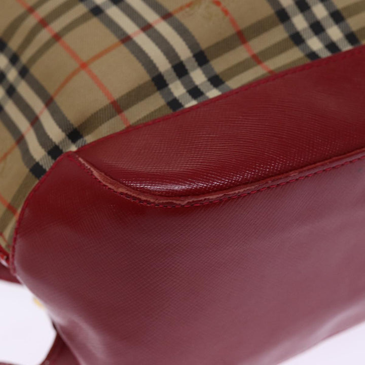 BurberrySs Nova Check Backpack Canvas Red Beige Auth 75840
