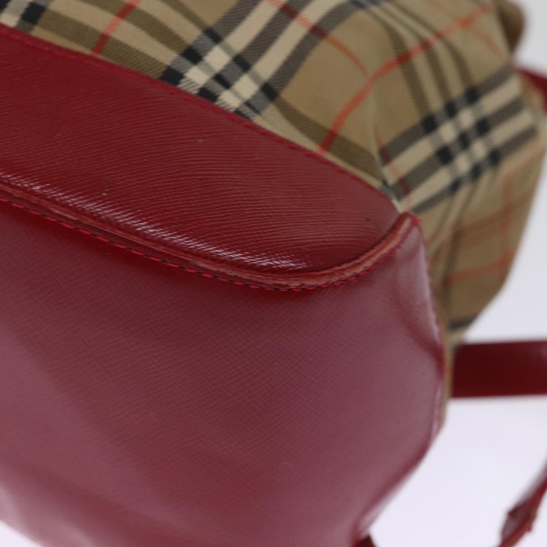 BurberrySs Nova Check Backpack Canvas Red Beige Auth 75840