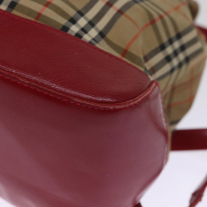 BurberrySs Nova Check Backpack Canvas Red Beige Auth 75840