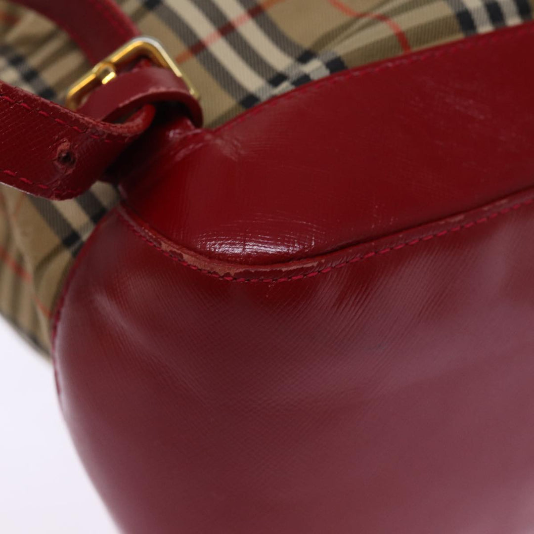 BurberrySs Nova Check Backpack Canvas Red Beige Auth 75840
