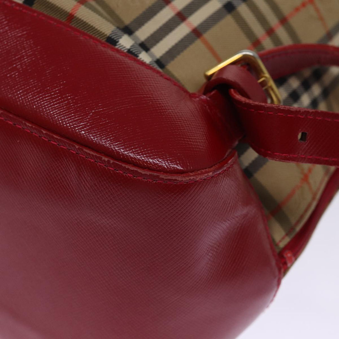 BurberrySs Nova Check Backpack Canvas Red Beige Auth 75840