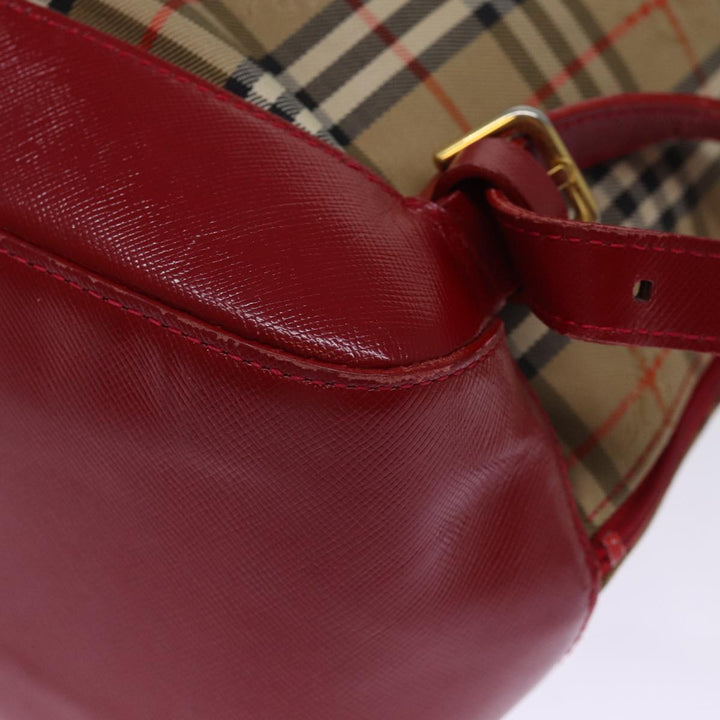 BurberrySs Nova Check Backpack Canvas Red Beige Auth 75840